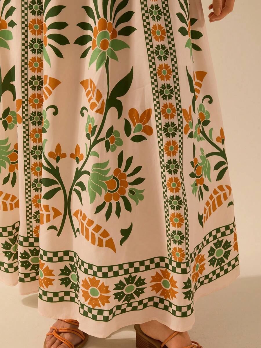 Vestido Boho Espalda Abierta con Estampa Azalea y Selenípedo