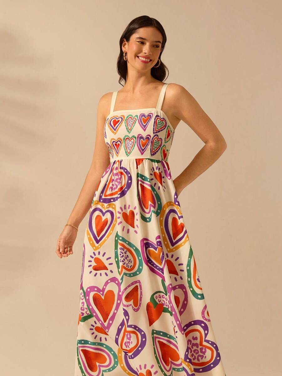 Vestido Boho Sin Mangas con Palmas Tropicales y Mar