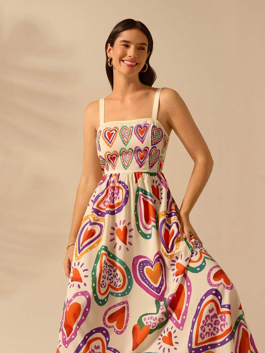 Vestido Boho Sin Mangas con Palmas Tropicales y Mar