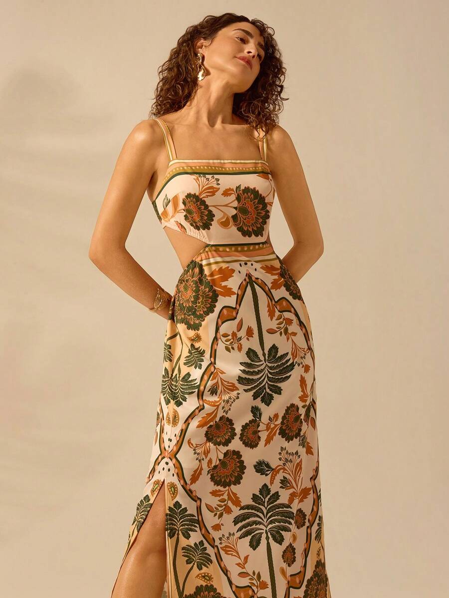 Vestido Boho Tropical con Lazo Espalda, Verano Mujer