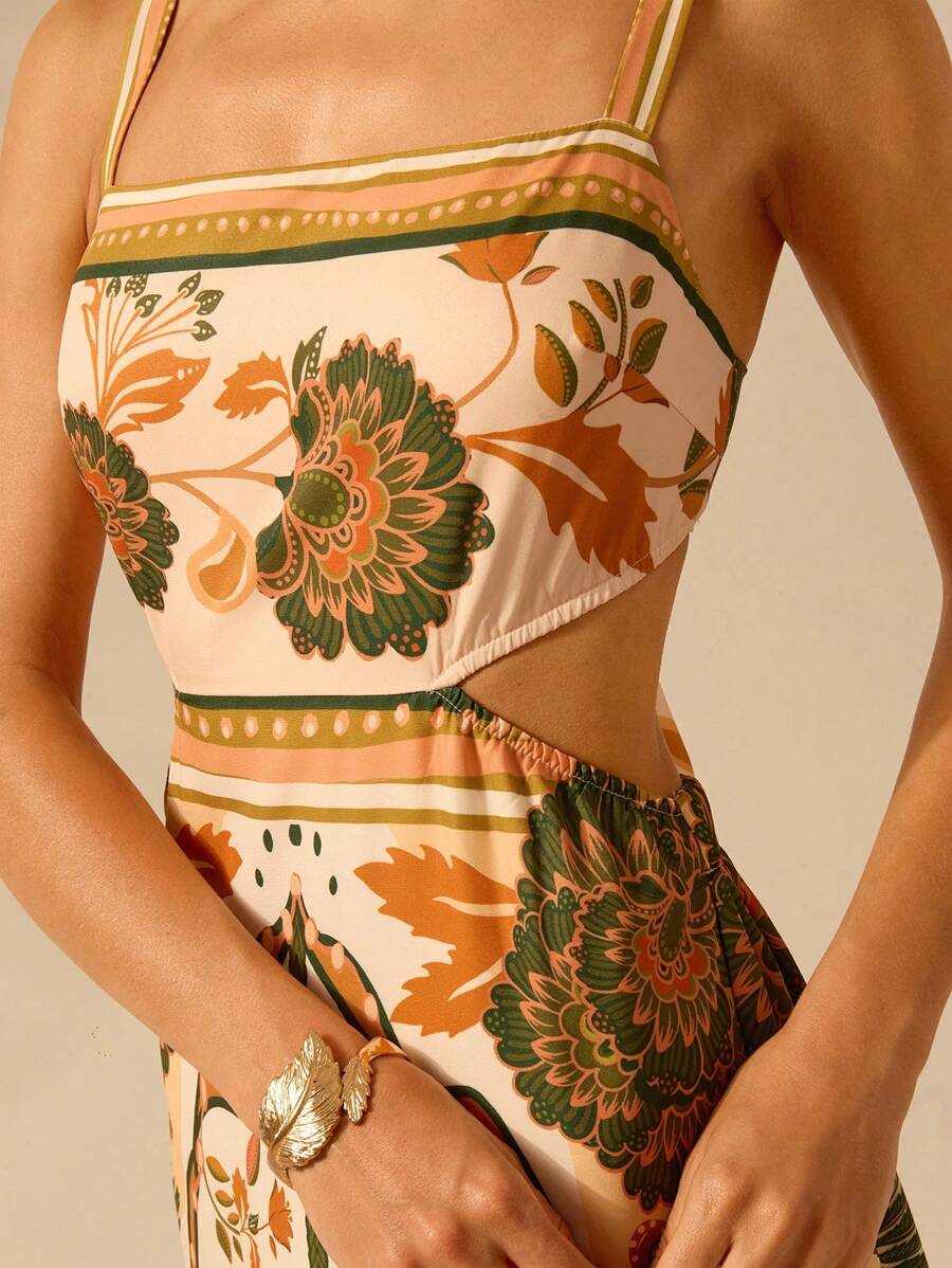 Vestido Boho Tropical con Lazo Espalda, Verano Mujer