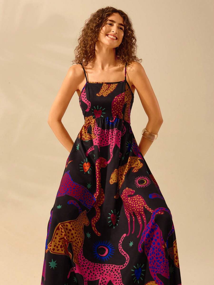 Vestido Boho Espalda Abierta con Estampa Azalea y Selenípedo