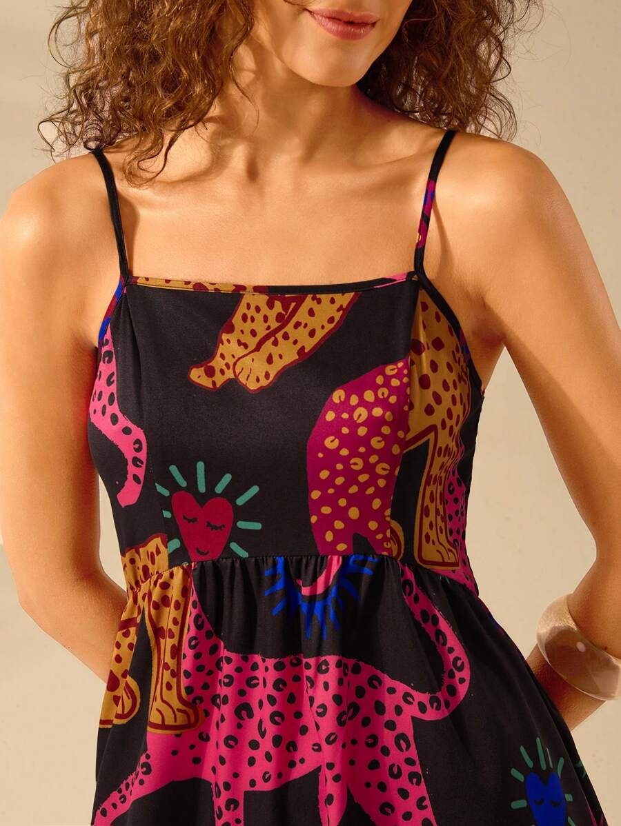 Vestido Boho Espalda Abierta con Estampa Azalea y Selenípedo