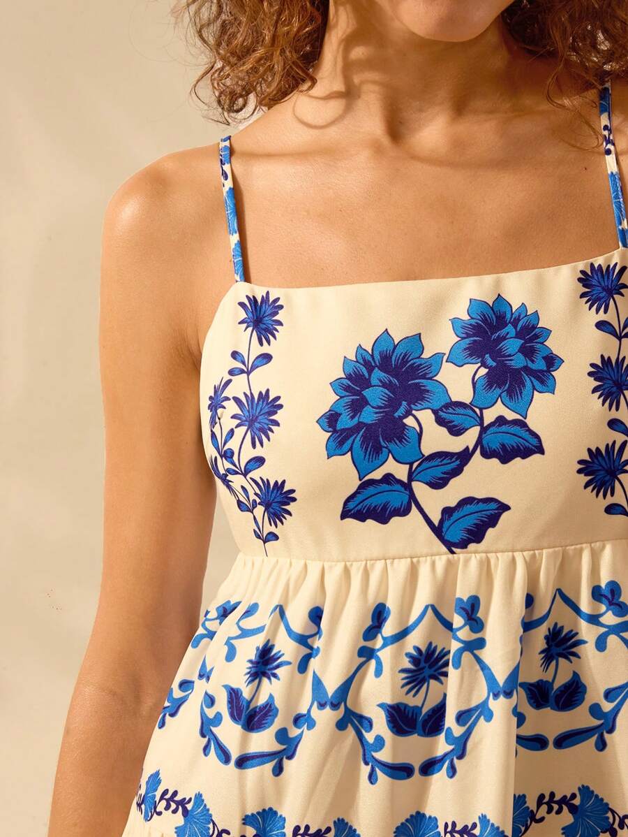 Vestido Corto Carioca Floral, Espalda Abierta