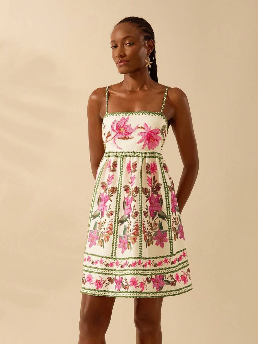 Vestido corto boho con lazo frontal y espalda abierta