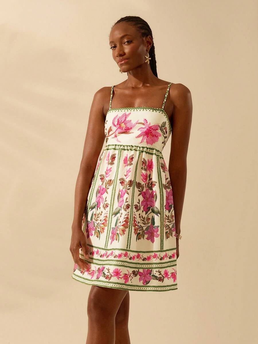 Vestido corto boho con lazo frontal y espalda abierta