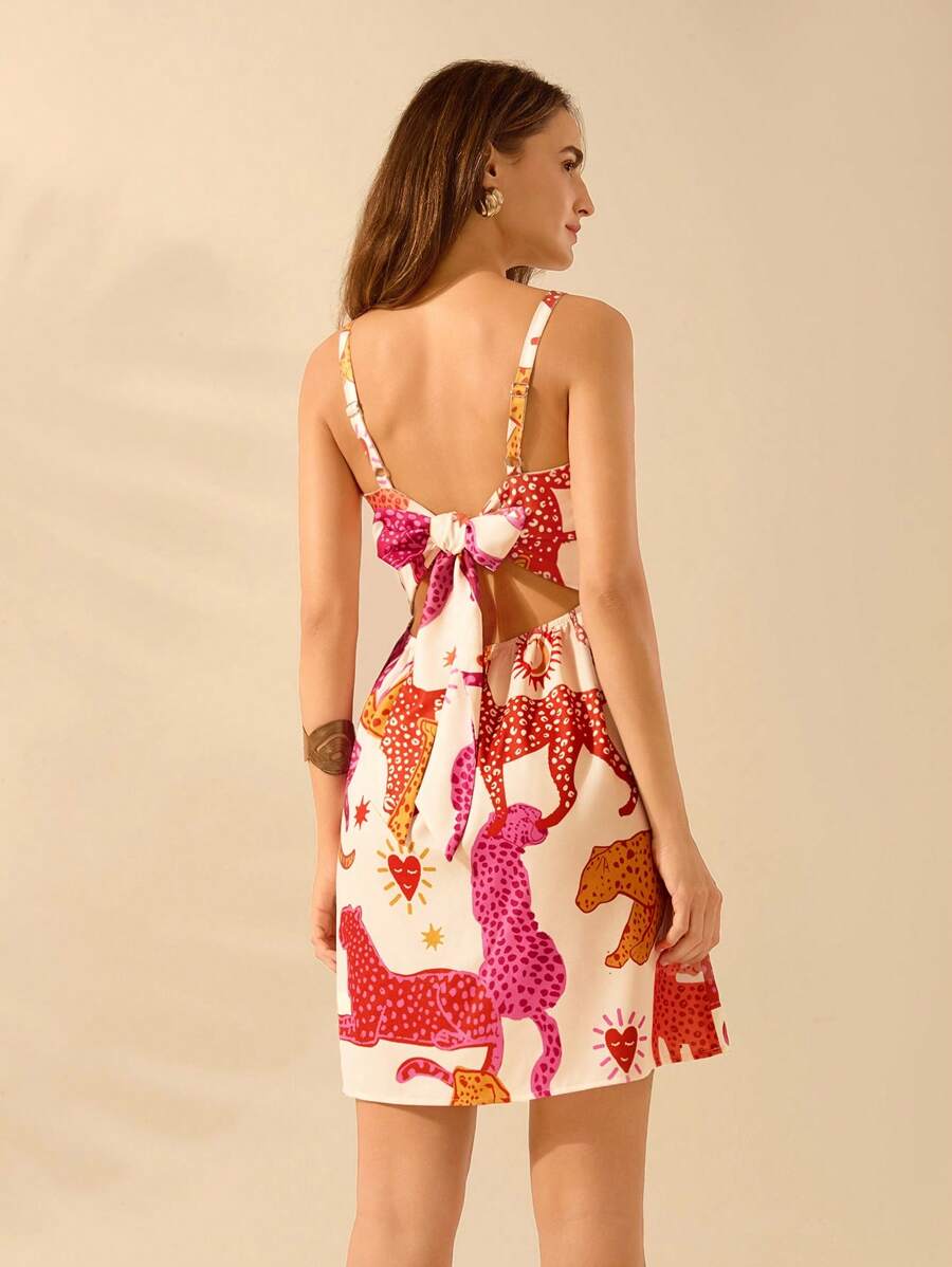 Vestido T-Shirt Boho con Estampa Animal Contraste