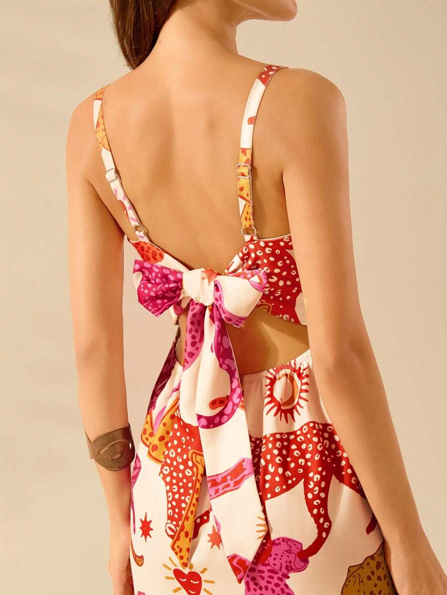 Vestido T-Shirt Boho con Estampa Animal Contraste