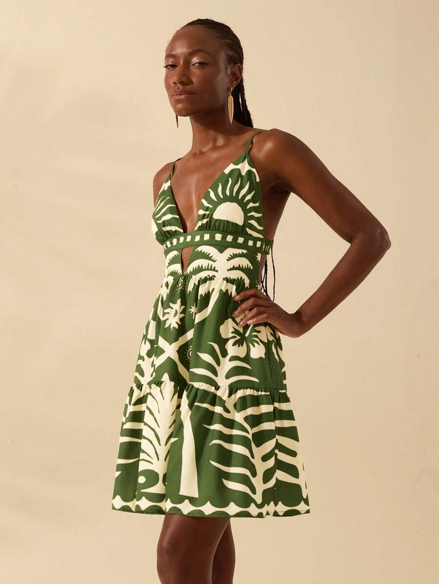 Vestido Corto Coqueiro Verde & Sol, Espalda Abierta