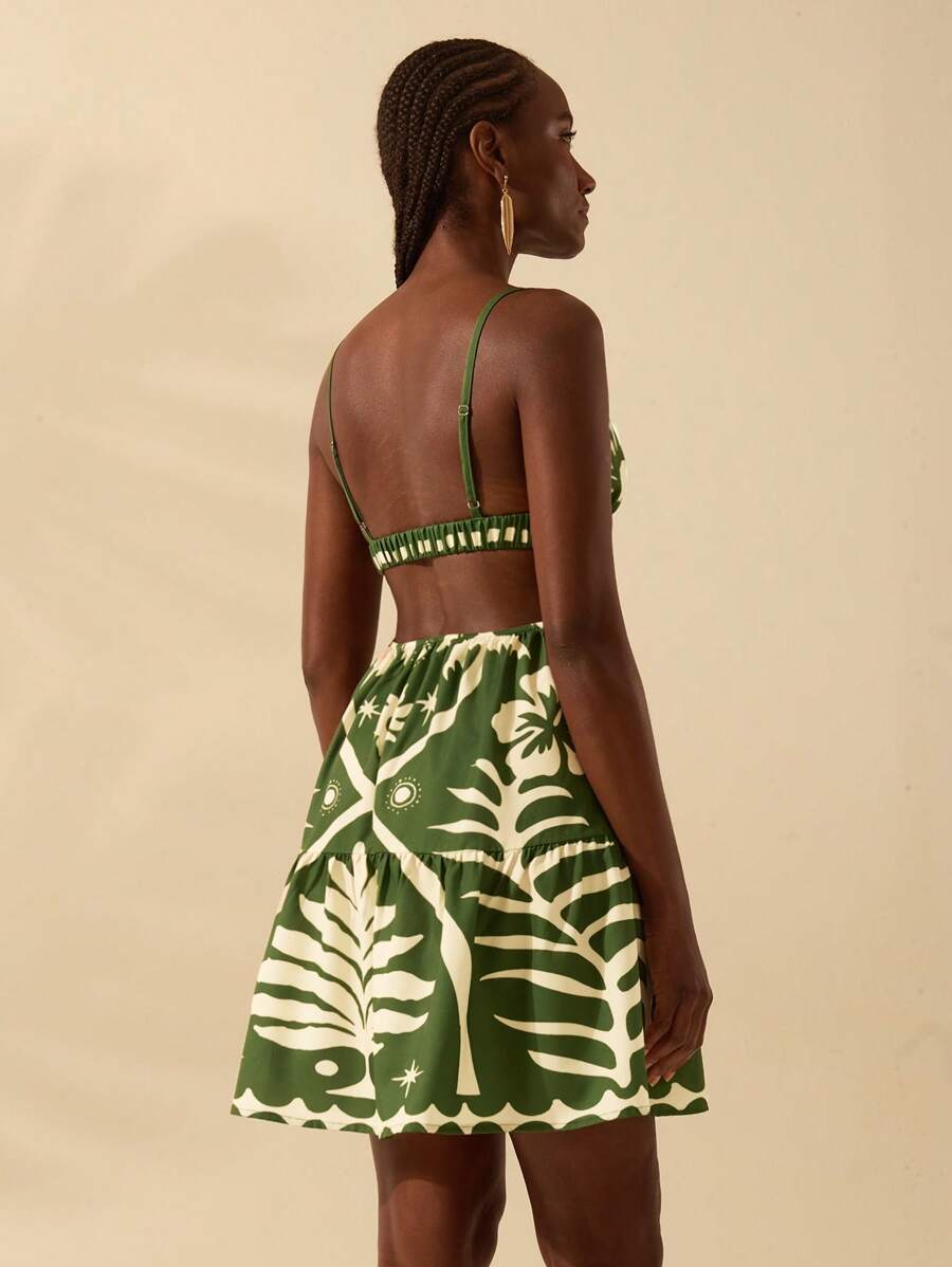 Vestido Corto Coqueiro Verde & Sol, Espalda Abierta