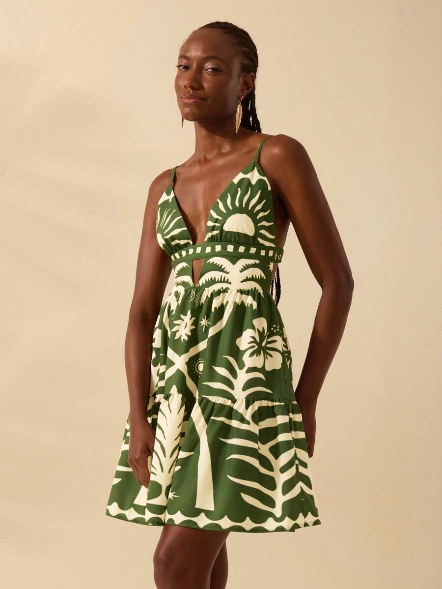 Vestido Corto Coqueiro Verde & Sol, Espalda Abierta