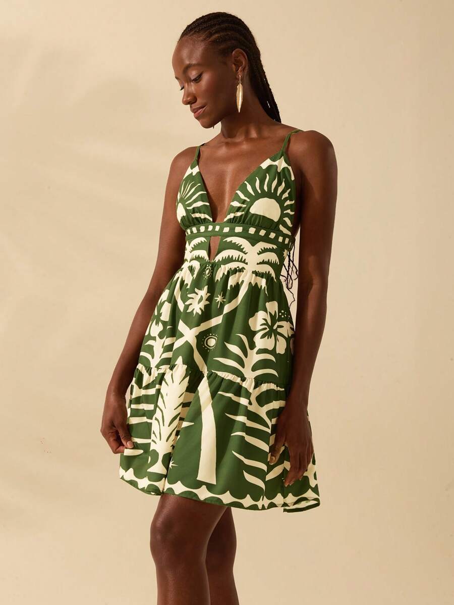 Vestido Corto Coqueiro Verde & Sol, Espalda Abierta