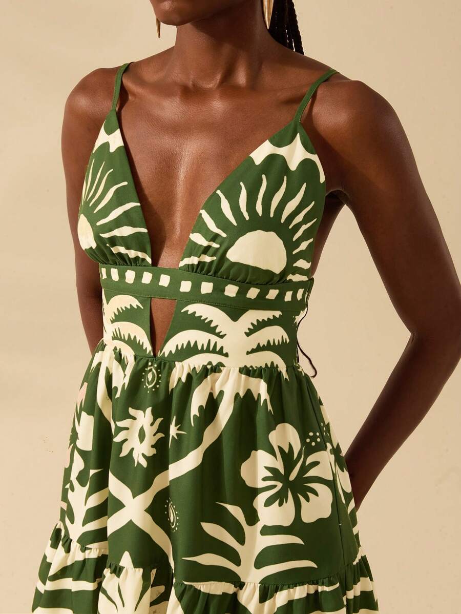 Vestido Corto Coqueiro Verde & Sol, Espalda Abierta