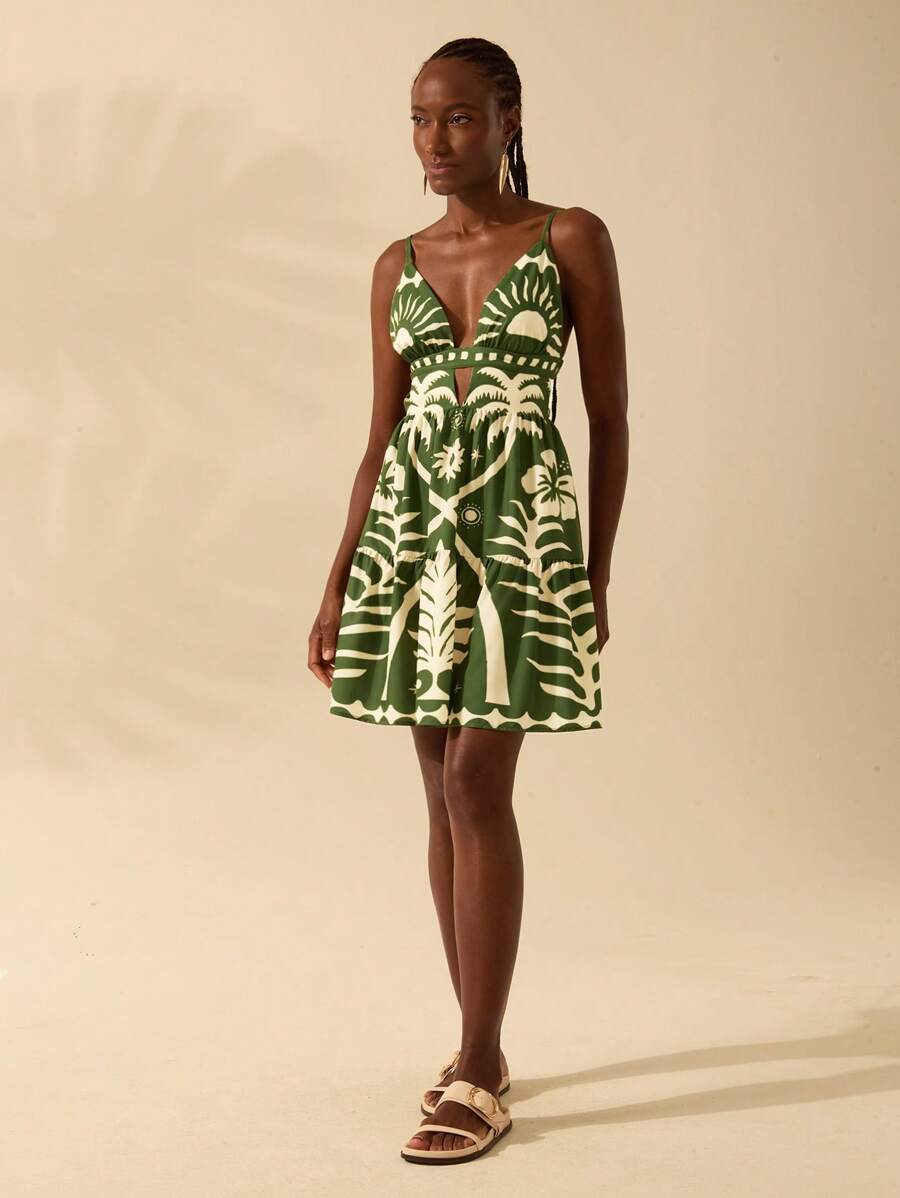Vestido Corto Coqueiro Verde & Sol, Espalda Abierta
