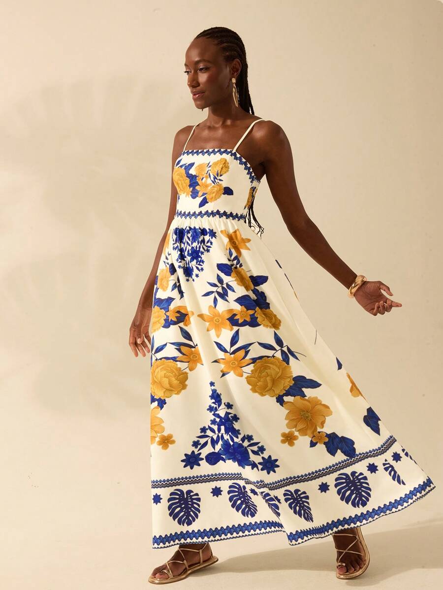 Vestido Largo Tropical Colorido Boho