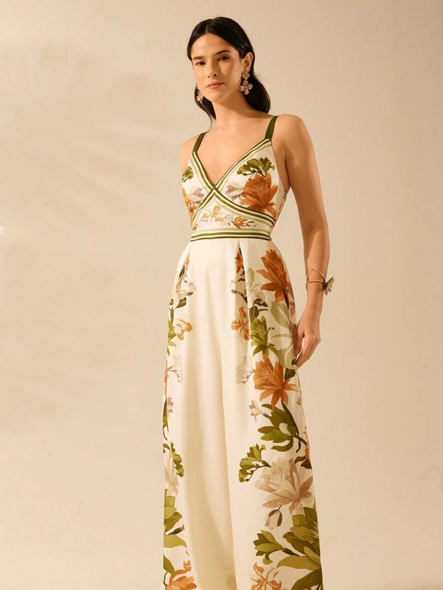 Mono Largo Negro Boho con Árbol de Banana y Coco Tropical