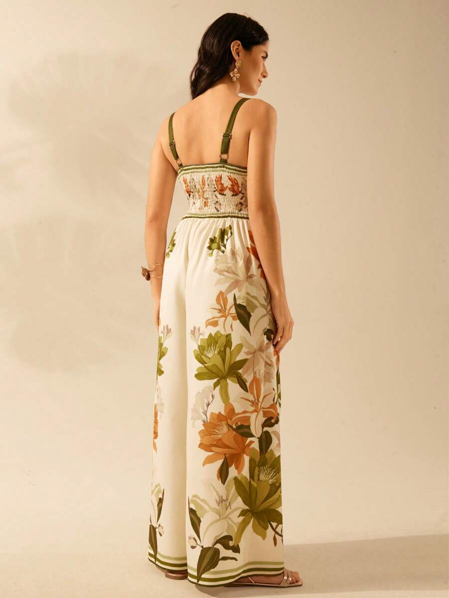 Mono Largo Negro Boho con Árbol de Banana y Coco Tropical