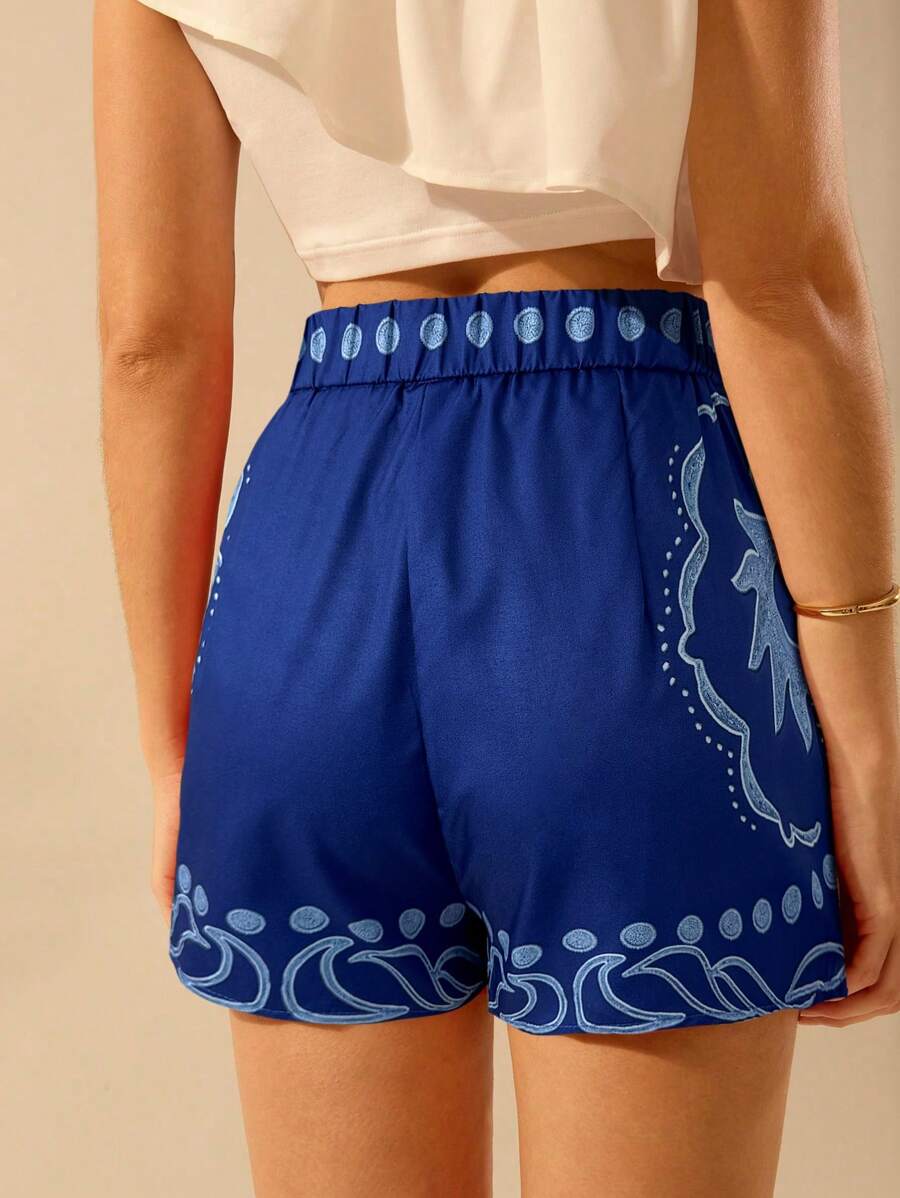 Short Rojo Mini Tropical de Cintura Baja