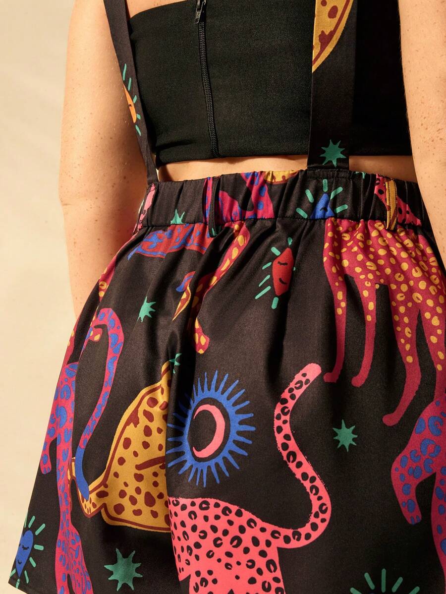 Mono Colorido Tropical Plus Size con Bolsillos