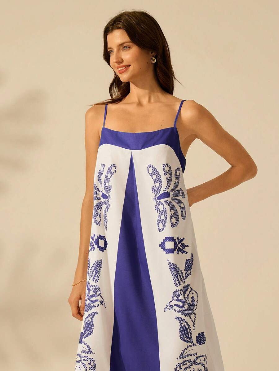 Vestido A-Line Floral Midi, Casual Vacaciones