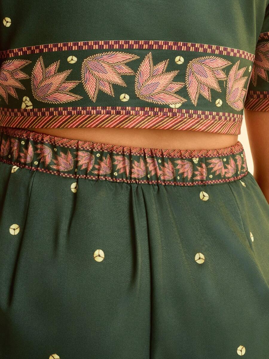 Pantalón Largo Tropical Casual Plus Size para Vacaciones