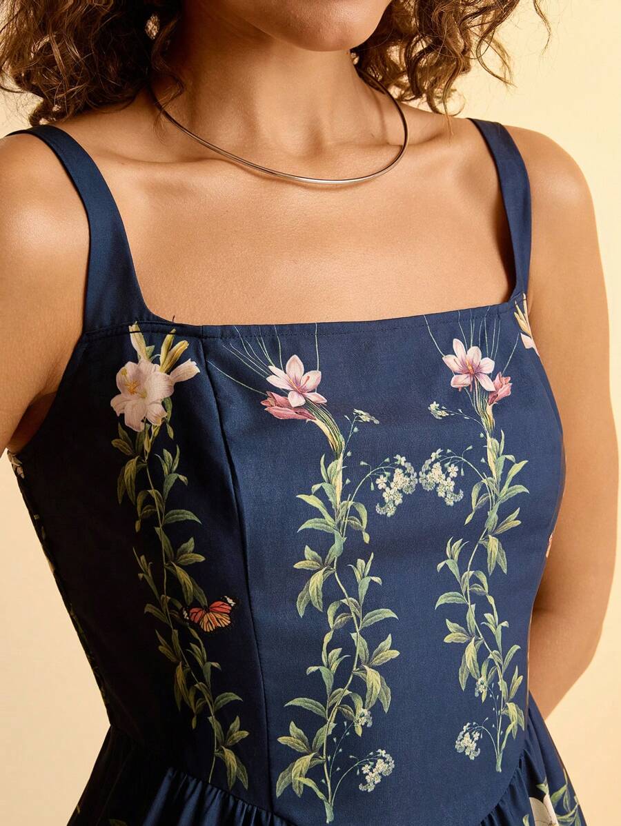 Vestido Largo Boho Floral Negro con Tirantes Finos