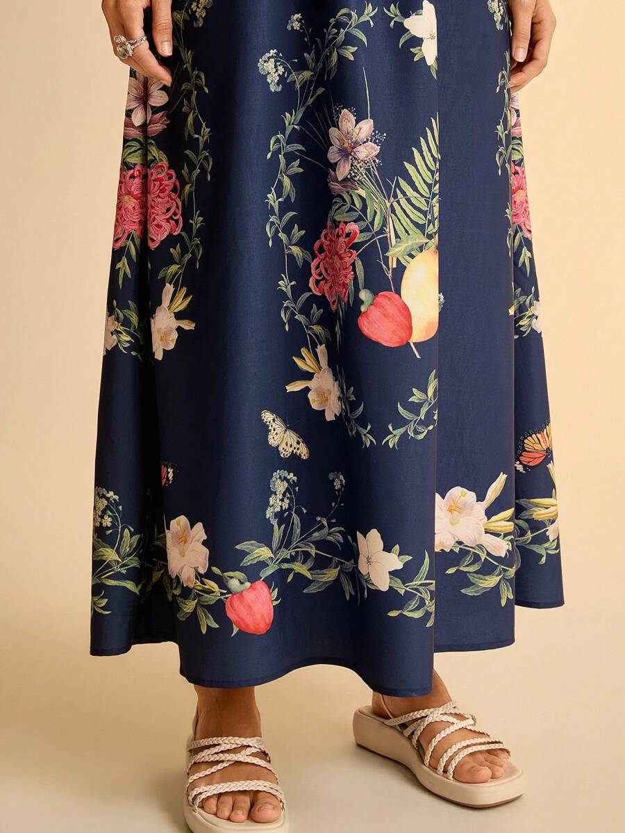 Vestido Largo Boho Floral Negro con Tirantes Finos