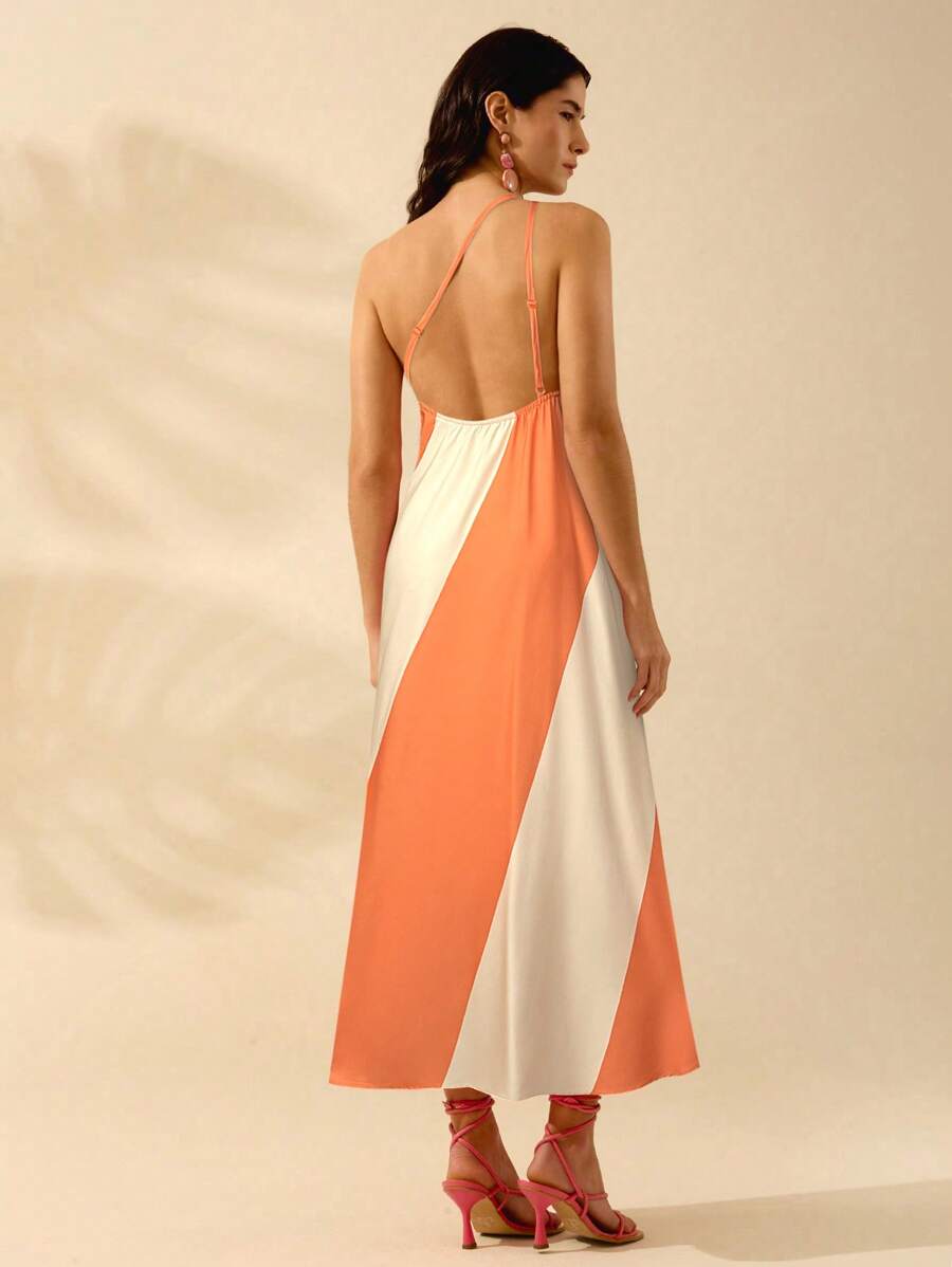 Vestido Halter Boho Multicolor de Playa con Hombro Único