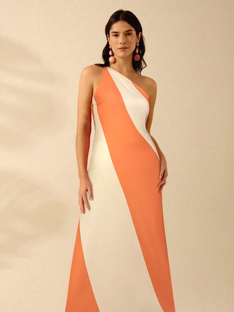 Vestido Halter Boho Multicolor de Playa con Hombro Único
