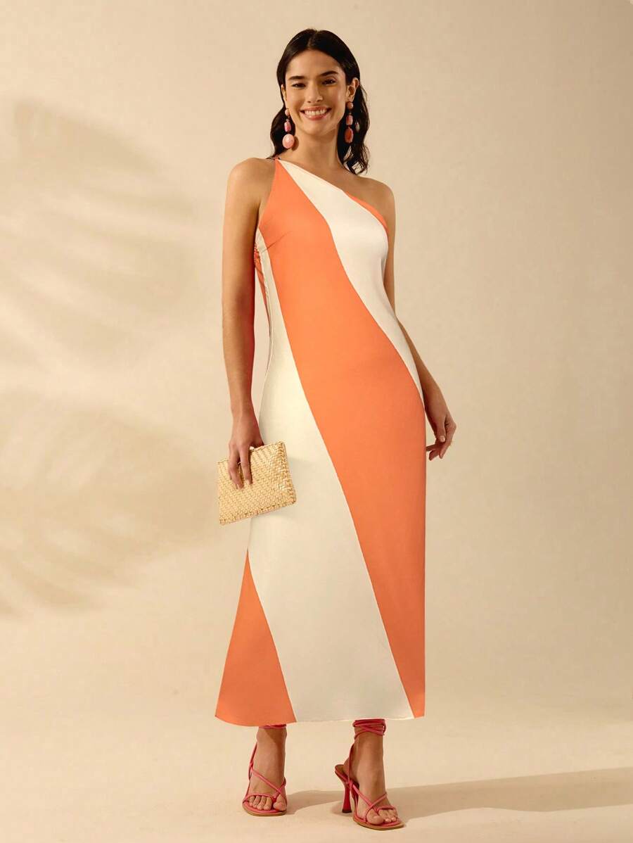 Vestido Halter Boho Multicolor de Playa con Hombro Único