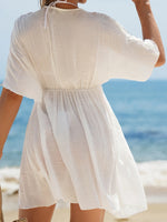 Vestido de playa con cuello en Vde patchwork