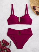 Bikini de Color Sólido y Estiloso