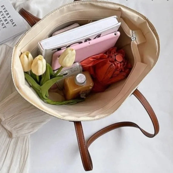 Bolso de paja para mujer, bolso de hombro de gran capacidad para playa, playa, viajes al aire libre, vacaciones, verano 2024