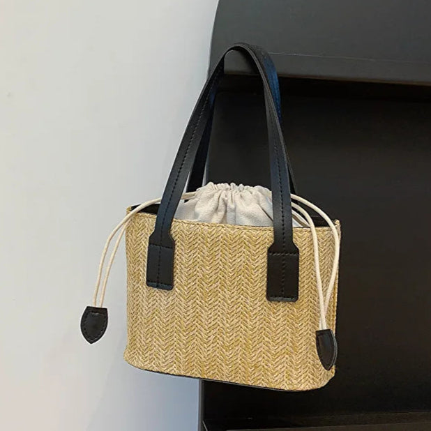 Fashion Bucket Crossbody Bags For Women, Summer Handbags Casual Straw Shoulder Bag For Travel/Vacation, Ladies Beach Bag