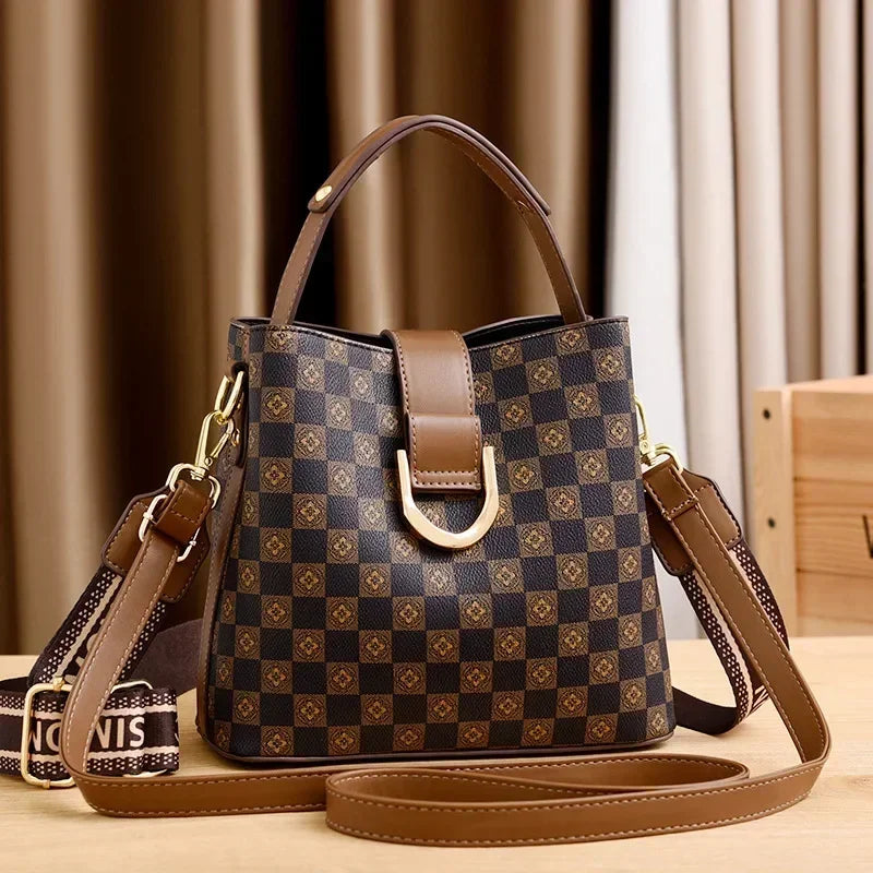 Bolso tipo cubo elegante y elegante con asa superior y una sola correa para el hombro para mujer