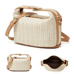 Yogodlns, bolso pequeño de paja de verano, bolso de hombro moderno, bolso cruzado de cubo tejido, bolso informal de playa junto al mar, bolso de mano con asa para niñas