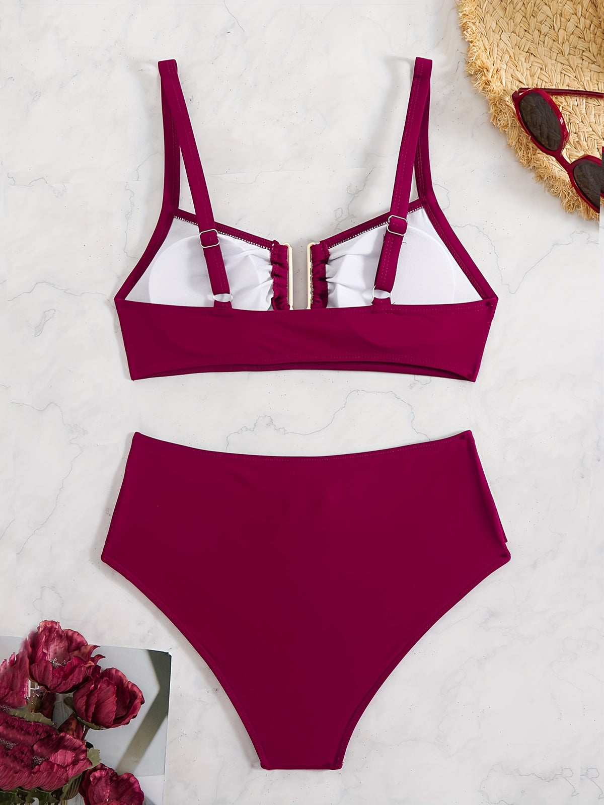 Bikini de Color Sólido y Estiloso